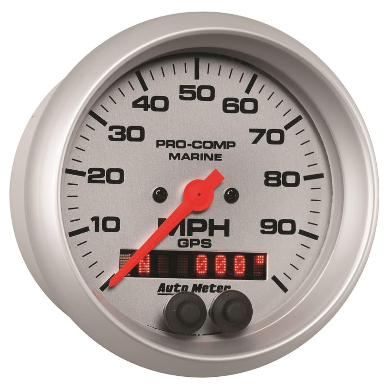 Autometer Marine Silver 3-3/8in 100MPH GPS Speedometer Gauge thumbnail 4