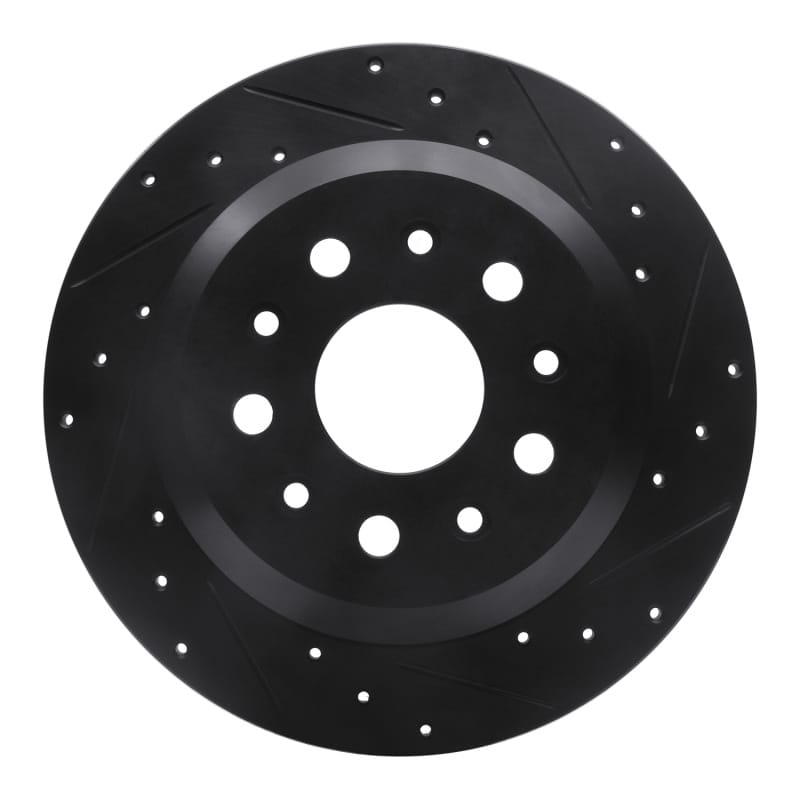 R1 18-25 Jeep Wrangler Rear Right Drilled & Slotted Black Brake Rotor - 633-42041R