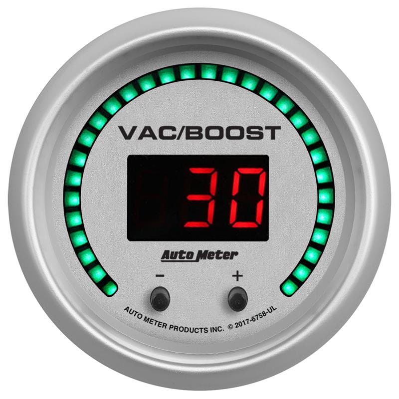 Autometer 52.4mm Silver Switchable 0-1600 PSI/0-110 BAR Vacuum/Boost Ultra-Lite Elite Digital Gauge