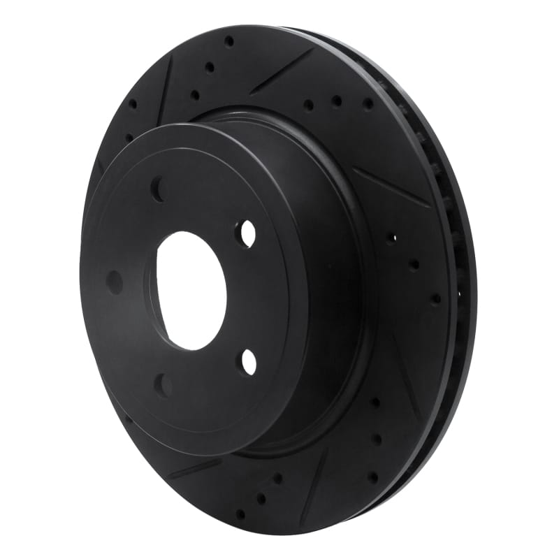 R1 04-06 Dodge Ram 1500 Pickup Rear Left Drilled & Slotted Black Brake Rotor thumbnail 2