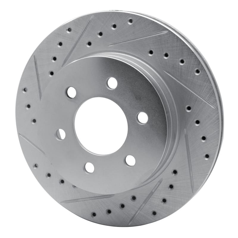 R1 97-02 Dodge Dakota 4WD Front Left Drilled & Slotted Silver Brake Rotor
