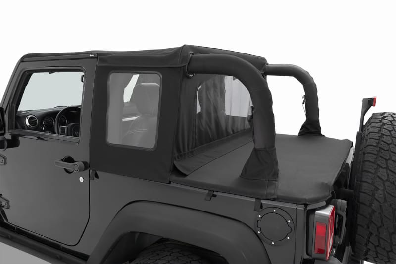Bestop 07-18 Jeep Wrangler JK 2-Door Halftop Soft Top (Black Diamond) thumbnail 2