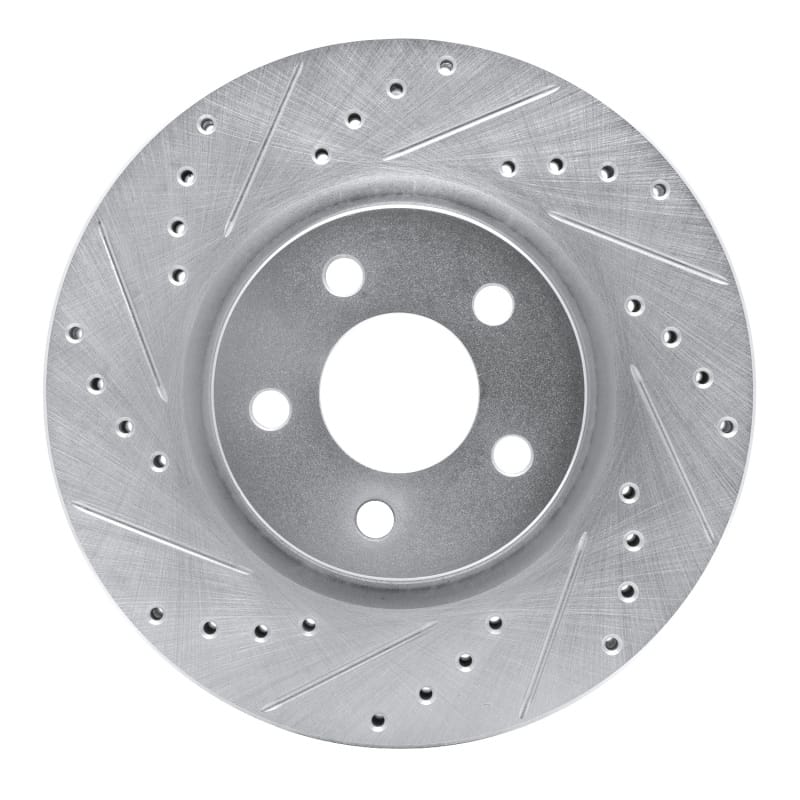 R1 03-09 Chrysler PT Cruiser Front Left Drilled & Slotted Silver Brake Rotor