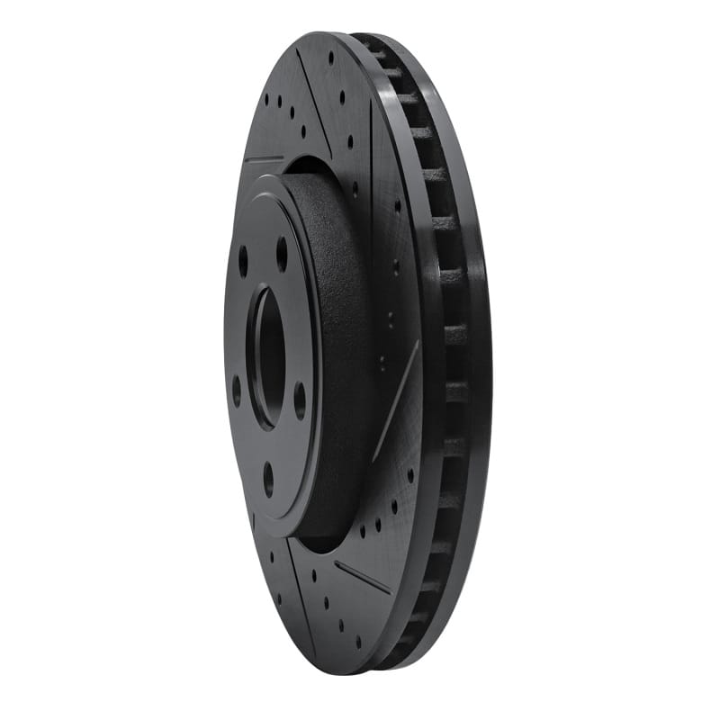 R1 11-22 Dodge Durango Front Right Drilled & Slotted Black Brake Rotor thumbnail 2