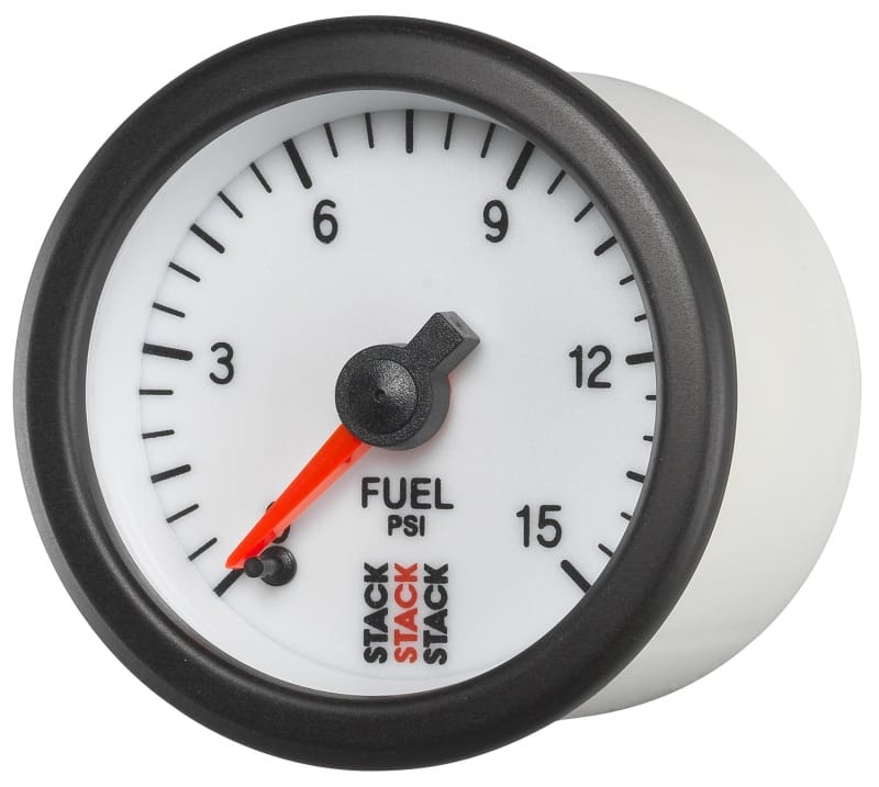 Autometer Stack 52mm 0-15 PSI 1/8in NPTF Male Pro Stepper Motor Fuel Pressure Gauge - White thumbnail 2