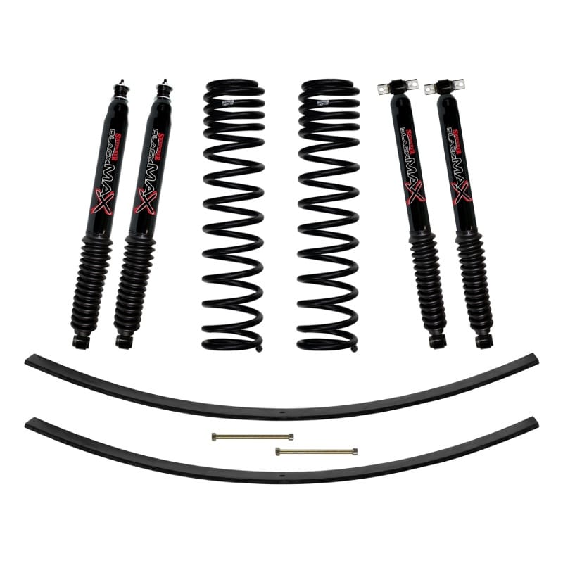 Skyjacker Jeep XJ 3in FR Dual Rate Long Coil Suspension Lift Kit w/RR Add-A-Leaf/Black Max Shocks