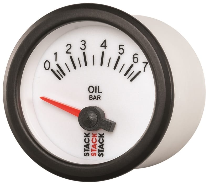 Autometer Stack 52mm 0-7 Bar M10 Male Electric Oil Pressure Gauge - White thumbnail 2