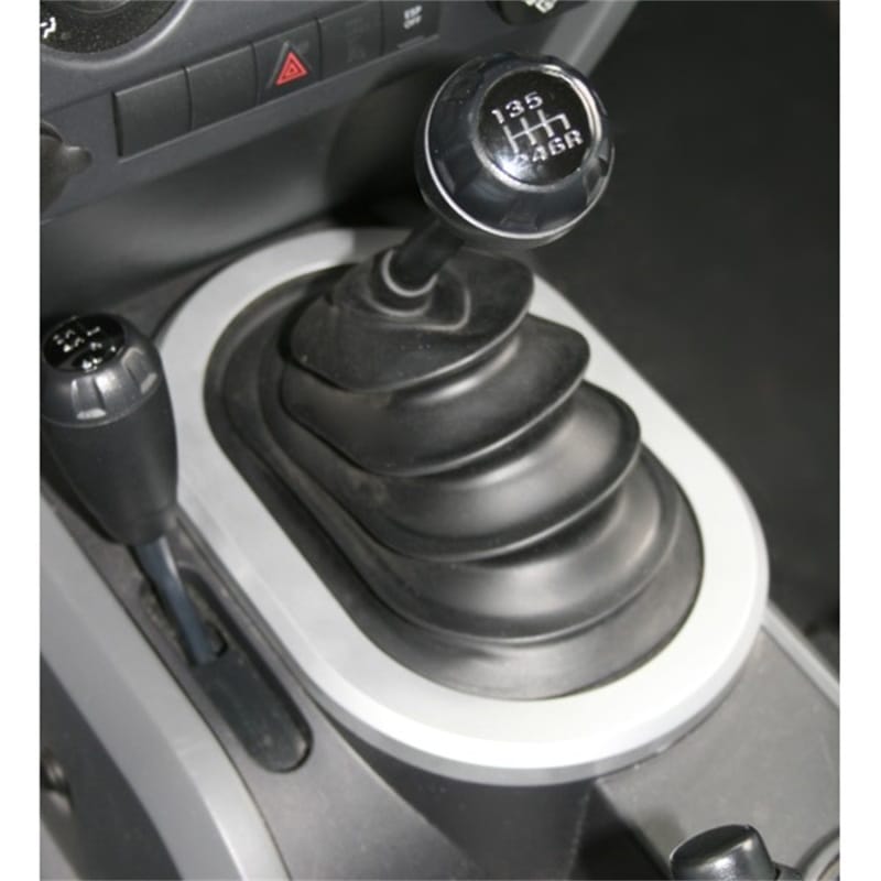 Rugged Ridge 07-10 Jeep Wrangler JK w/ Manual Transmission Silver Shifter Bezel Trim thumbnail 2