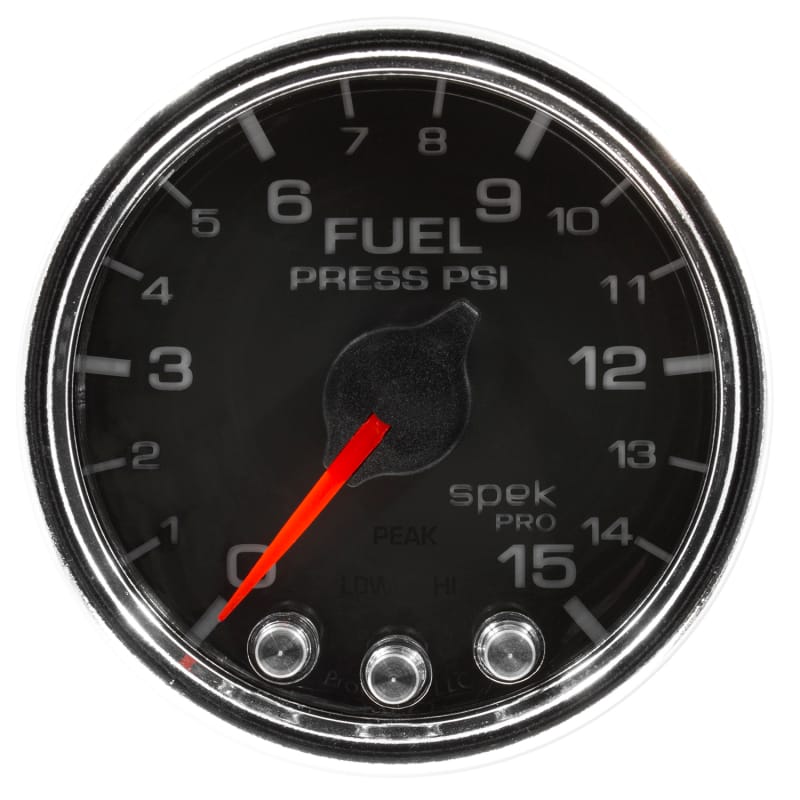 Autometer Spek-Pro Gauge Fuel Press 2 1/16in 15psi Stepper Motor W/Peak & Warn Blk/Chrm thumbnail 2