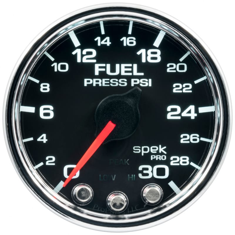 Autometer Spek-Pro Gauge Fuel Press 2 1/16in 30psi Stepper Motor W/Peak & Warn Blk/Chrm - P31631 thumbnail 2