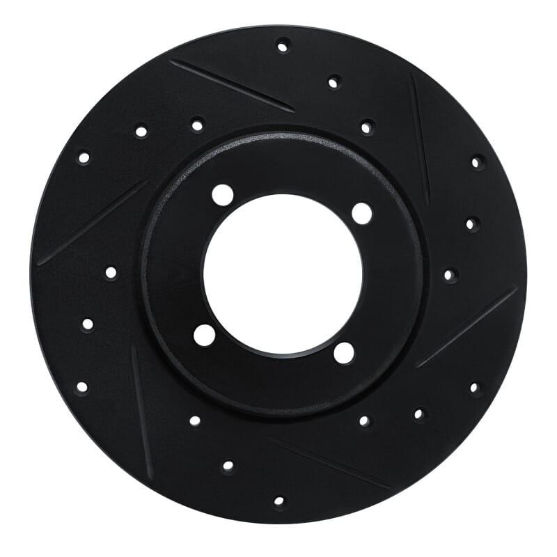 R1 78-83 Dodge Colt Front Right Drilled & Slotted Black Brake Rotor