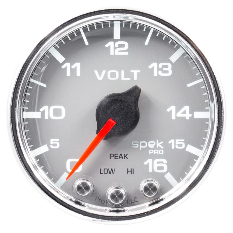 Autometer Spek-Pro Gauge Voltmeter 2 1/16in 16V Stepper Motor W/Peak & Warn Slvr/Chrm - P34421 thumbnail 3