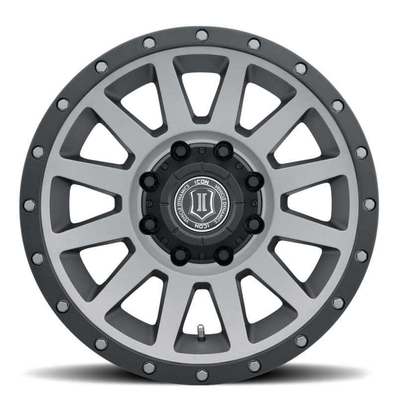 ICON Compression HD 18x9 8x6.5 12mm Offset 5.5in BS Titanium Wheel thumbnail 2