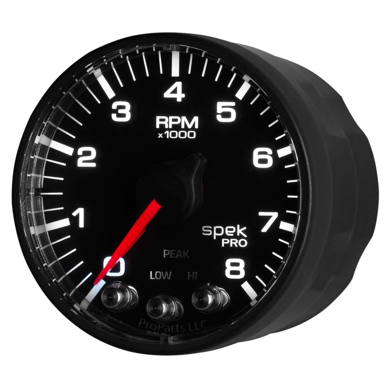 Autometer Spek-Pro Black 2 1/16 inch 8K RPM Tach w/ Shift Light and Peak Memory thumbnail 5