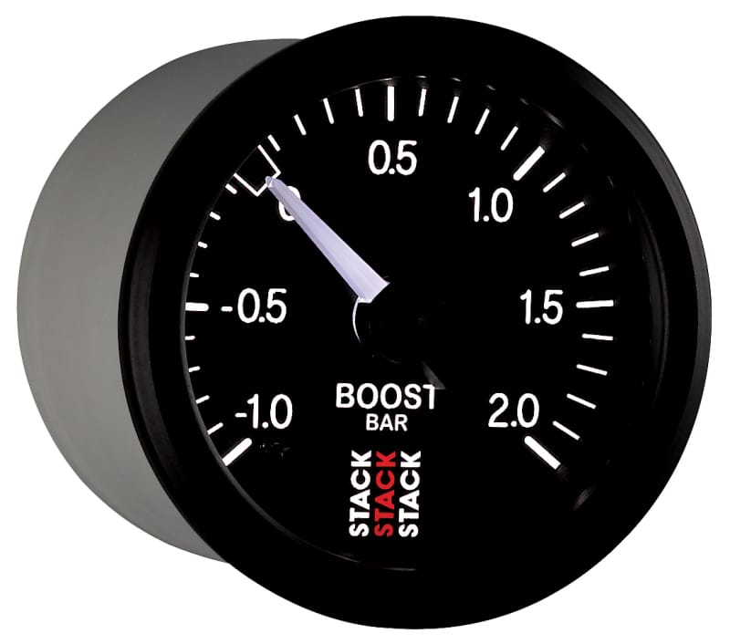 Autometer Stack 52mm -1 to +2 Bar T-Fitting 0.187in Barb (M) Mechanical Boost Pressure Gauge - Black thumbnail 6
