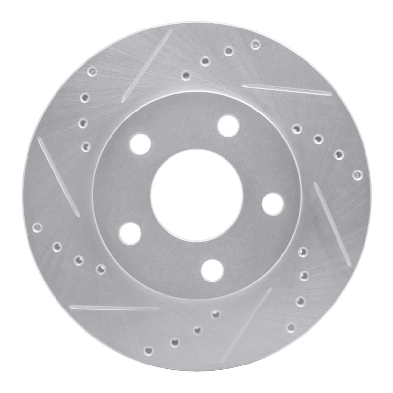 R1 87-90 Chrysler Town & Country Front Left Drilled & Slotted Silver Brake Rotor