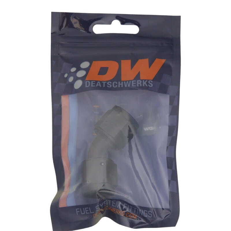 DeatschWerks 8AN Flare Female Swivel 45-Degree to 8AN Flare Female Swivel - Anodized Matte Black thumbnail 2