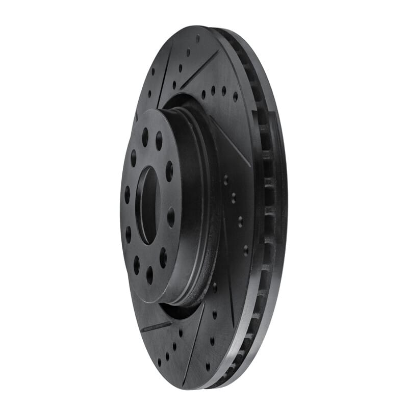 R1 2002-2018 Dodge Sprinter 2500 Rear Left Drilled & Slotted Black Brake Rotor thumbnail 2