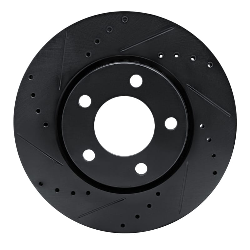 R1 01-07 Chrysler Town & Country Front Left Drilled & Slotted Black Brake Rotor