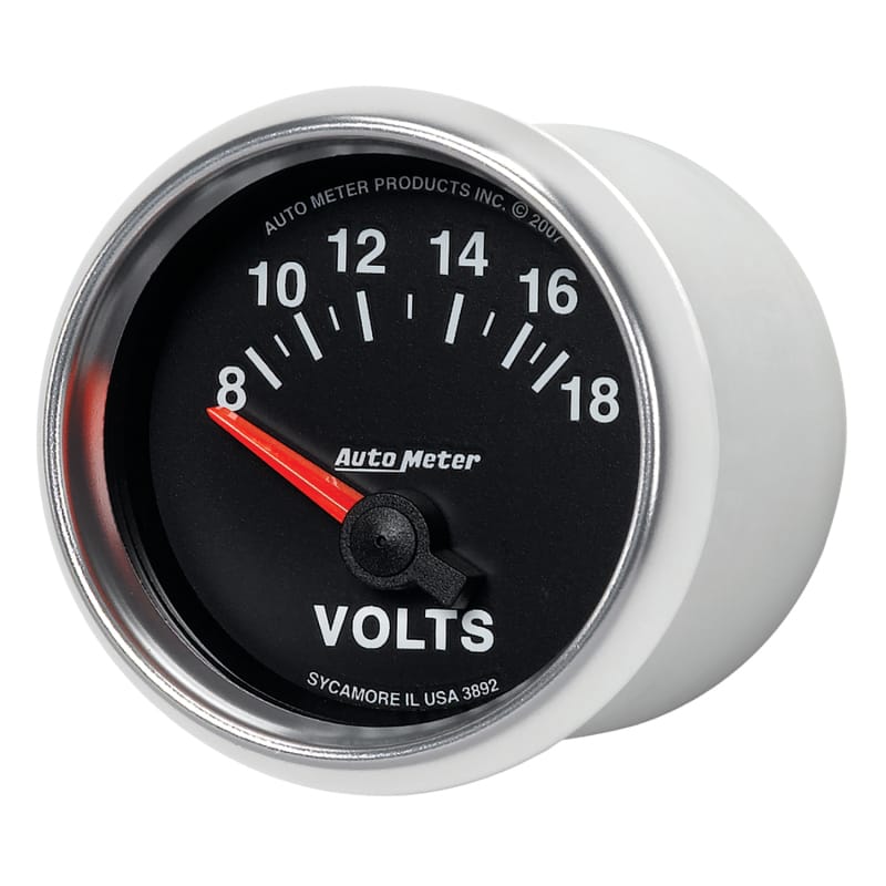 Autometer GS 52mm 8-18 Volts Short Sweep Electronic Voltmeter Gauge thumbnail 2