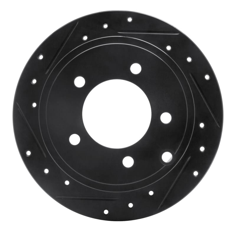 R1 07-17 Chrysler 200 Rear Left Drilled & Slotted Black Brake Rotor - 633-39022L