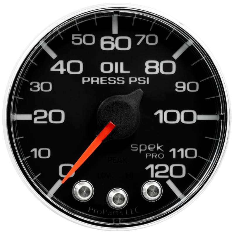 Autometer Spek-Pro Gauge Oil Press 2 1/16in 120psi Stepper Motor W/Peak & Warn Blk/Chrm - P325318 thumbnail 2