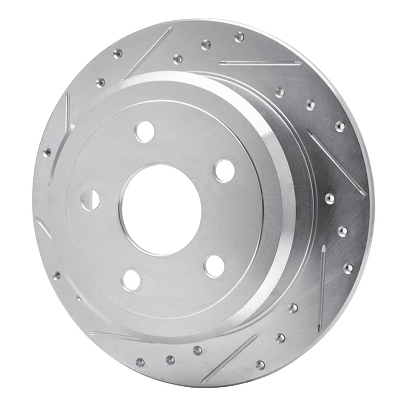 R1 07-18 Jeep Wrangler Rear Left Drilled & Slotted Silver Brake Rotor thumbnail 2