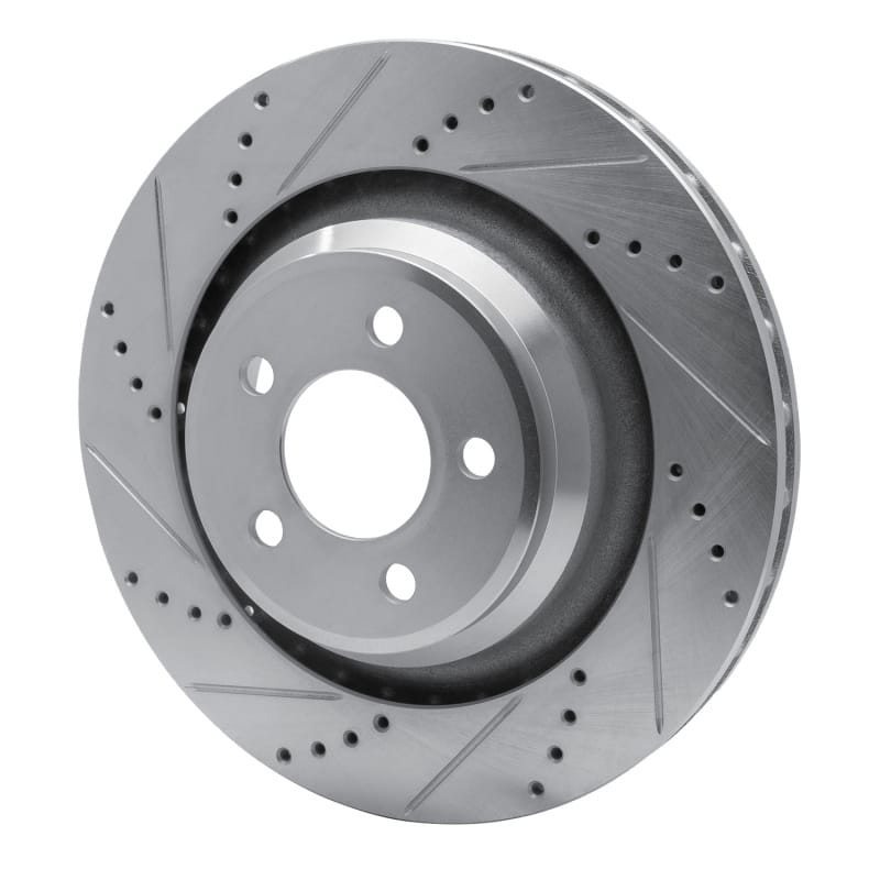 R1 05-23 Chrysler 300 Rear Left Drilled & Slotted Silver Brake Rotor - 631-39020L