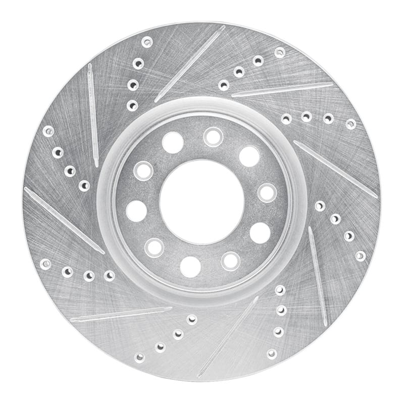 R1 13-23 Chrysler 200 Front Left Drilled & Slotted Silver Brake Rotor