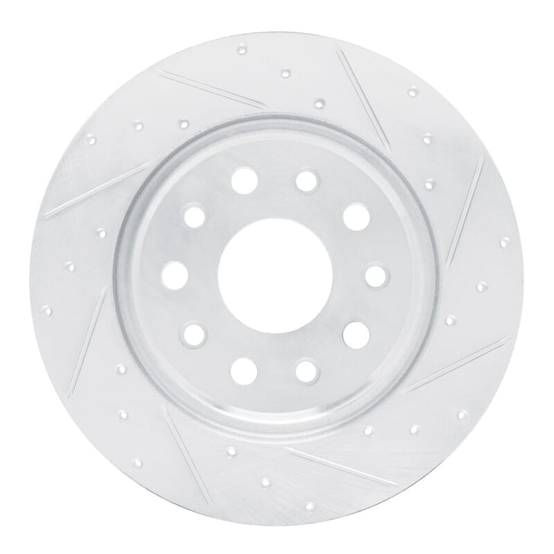 R1 22-25 Jeep Grand Cherokee Rear Right Drilled & Slotted Silver Brake Rotor