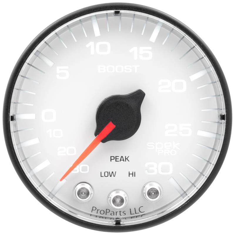 Autometer Spek-Pro Gauge Vac/Boost 2 1/16in 30Inhg-30psi Stepper Motor W/Peak & Warn White/Black - P302128 thumbnail 3