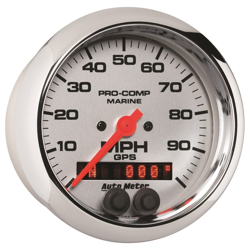Autometer Marine Chrome 3-3/8in 100MPH GPS Speedometer Gauge thumbnail 4