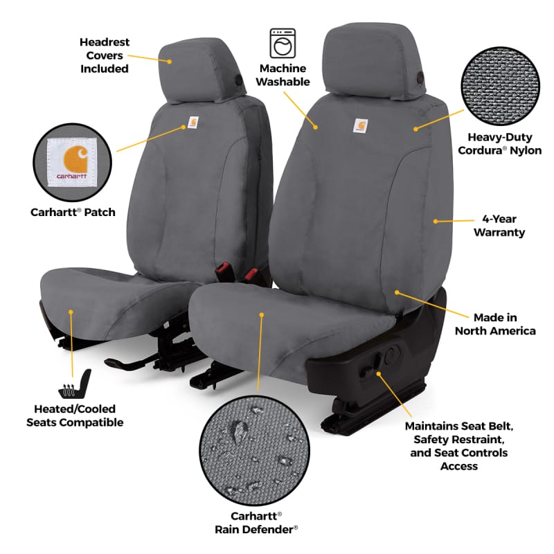 Covercraft 24-25 Jeep Wrangler Fr Buckets El Carhartt Super Dux SeatSaver Custom Front Row Seat Cvr - SSC2653COGY thumbnail 3