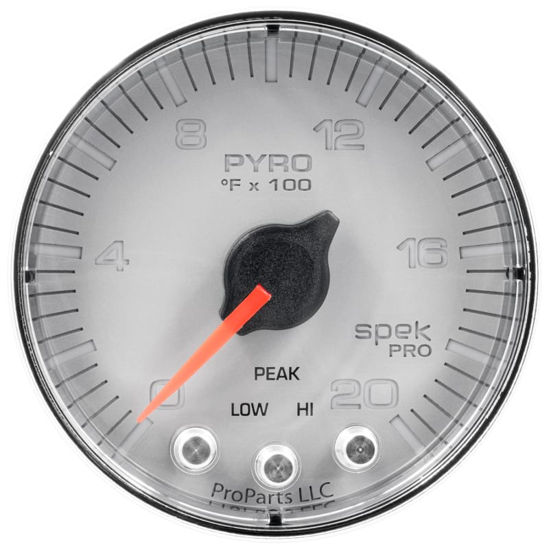 Autometer Spek-Pro Gauge Pyro. (Egt) 2 1/16in 2000f Stepper Motor W/Peak & Warn Slvr/Chrm - P310218 thumbnail 2