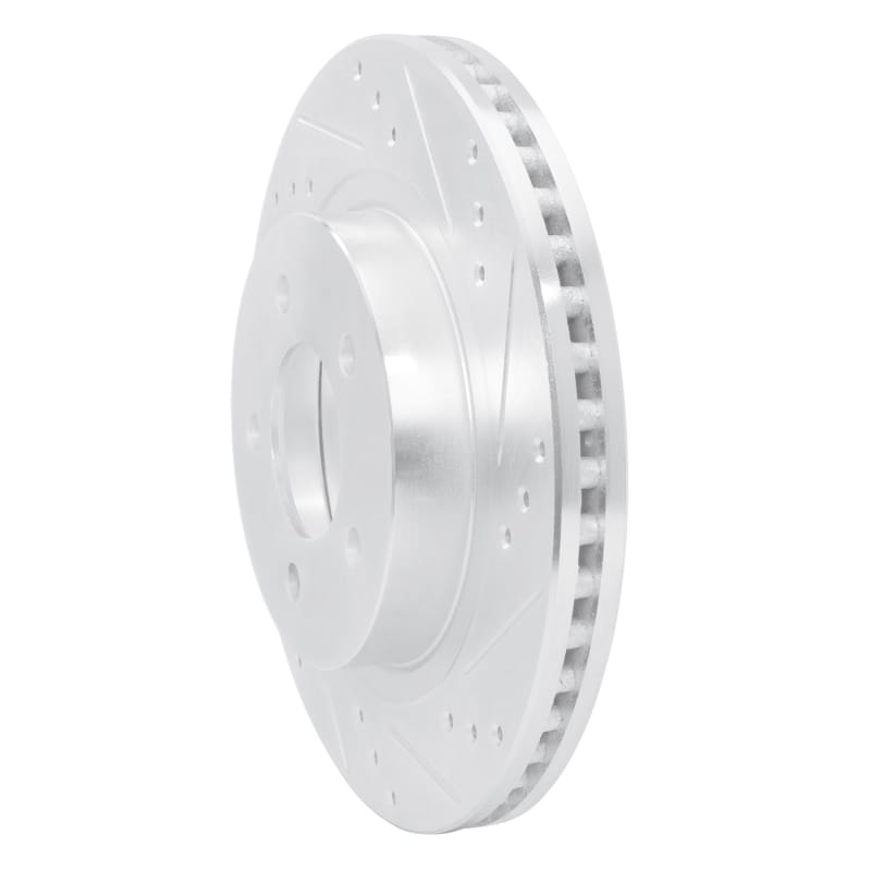R1 98-04 Chrysler 300M Front Right Drilled & Slotted Silver Brake Rotor