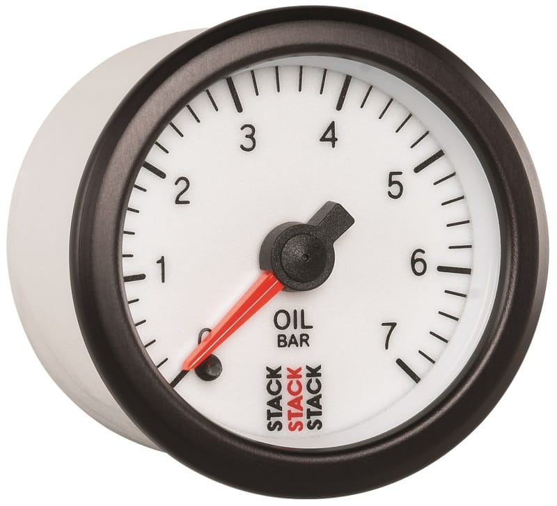 Autometer Stack 52mm 0-7 Bar M10 Male Pro Stepper Motor Oil Pressure Gauge - White thumbnail 5