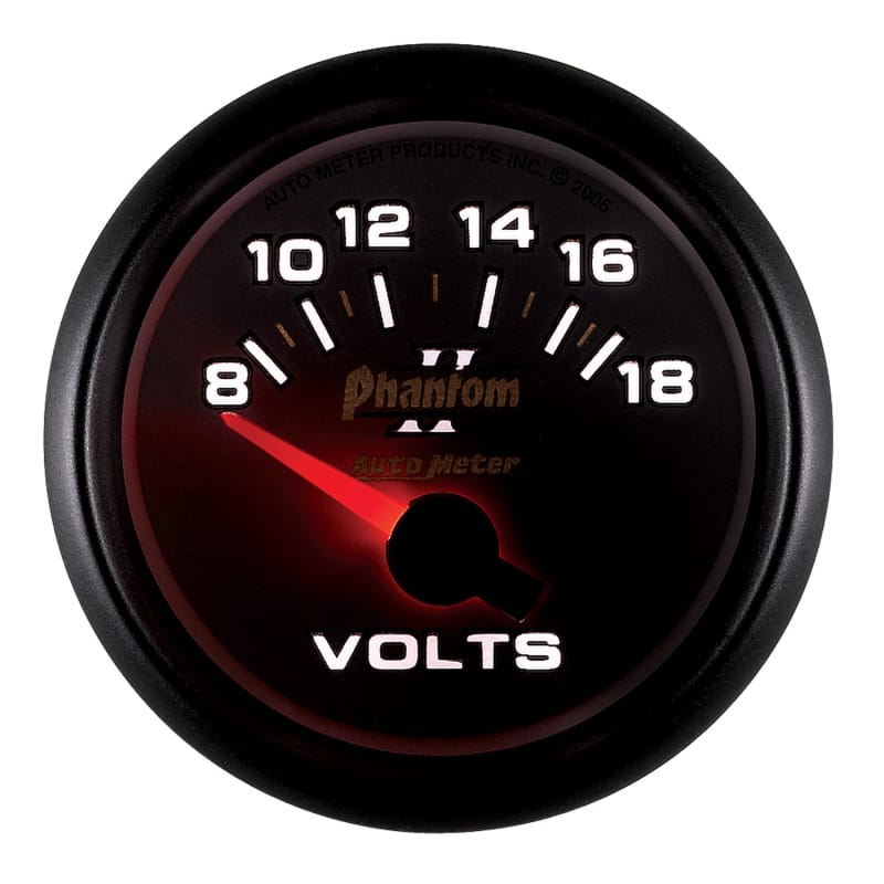 Autometer Phantom II 52.4mm Short Sweep Electronic 8-18 Volts Voltmeter Gauge thumbnail 2
