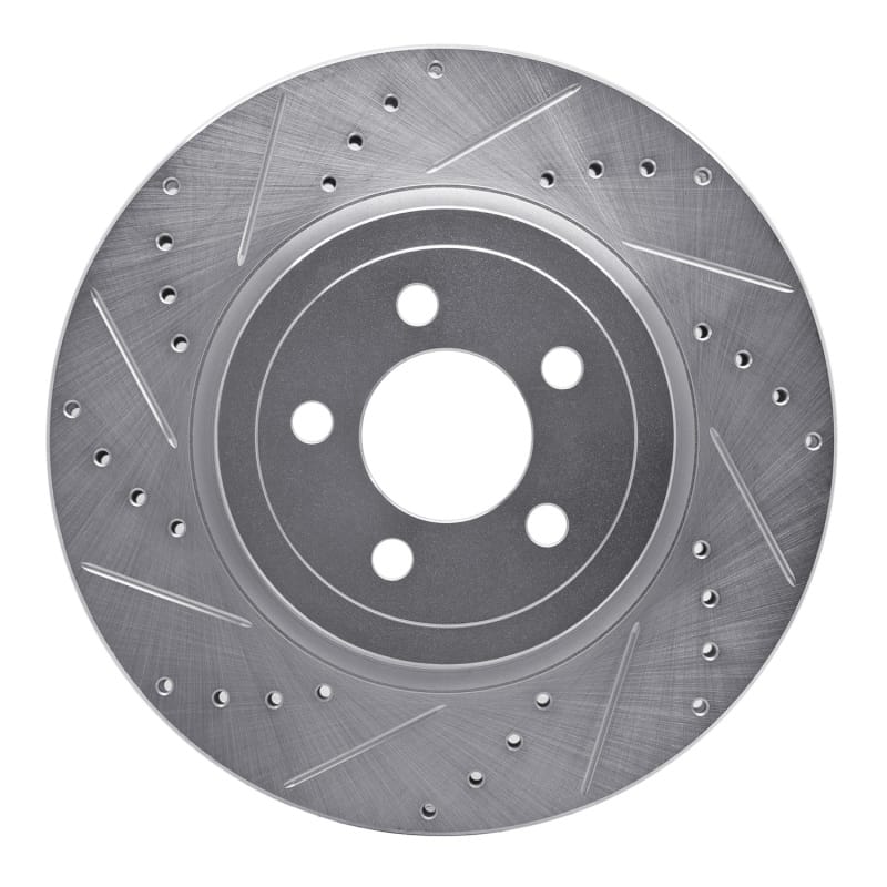 R1 05-23 Chrysler 300 Front Left Drilled & Slotted Silver Brake Rotor - 631-39017L
