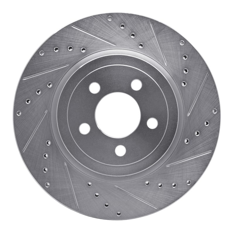 R1 05-23 Chrysler 300 Front Right Drilled & Slotted Silver Brake Rotor - 631-39017R