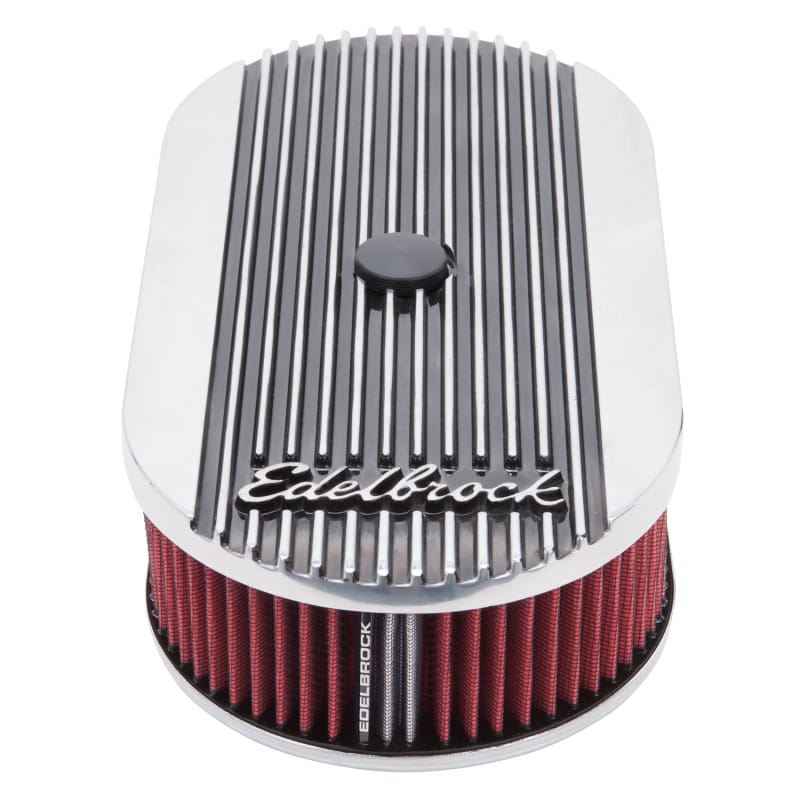 Edelbrock Air Cleaner Elite II Oval Single 4-Bbl Carb 2 5In Red Element Polished thumbnail 3