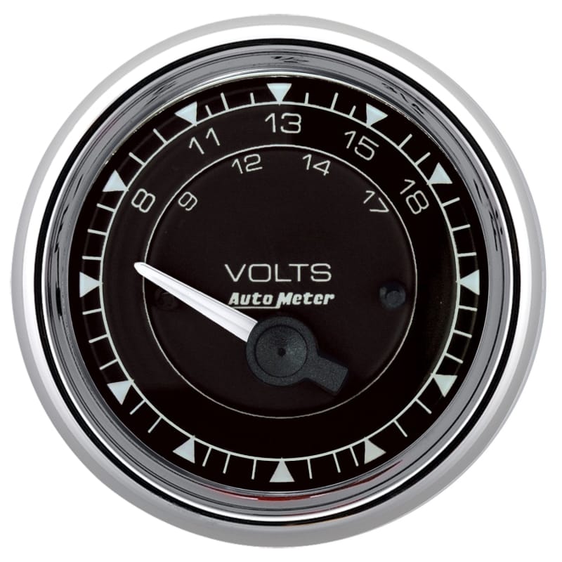 AutoMeter Chrono 2-1/16in 18V Electric Voltmeter Gauge - Chrome