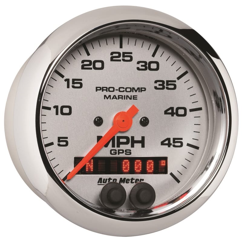 Autometer Marine Chrome Ultra-Lite 3-3/8in 50MPH GPS Speedometer Gauge thumbnail 4