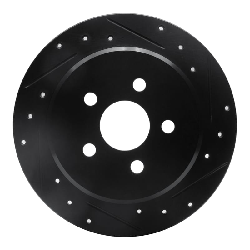 R1 03-10 Chrysler PT Cruiser Rear Right Drilled & Slotted Black Brake Rotor