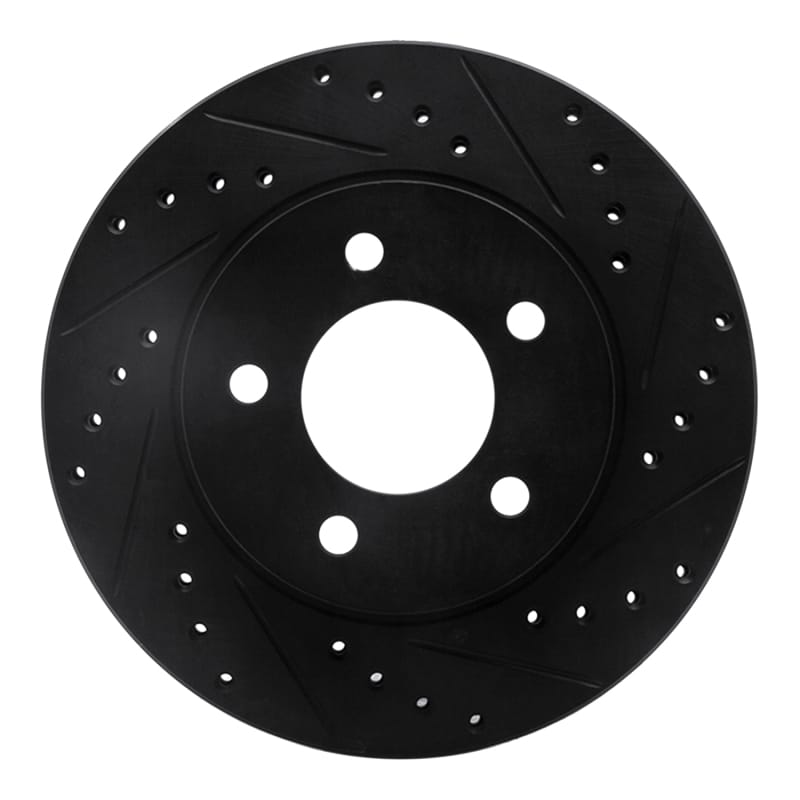 R1 93-97 Chrysler Intrepid Front Right Drilled & Slotted Black Brake Rotor