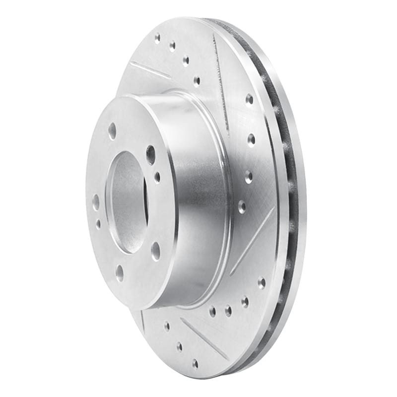 R1 83-89 Chrysler Conquest Front Right Drilled & Slotted Silver Brake Rotor thumbnail 2
