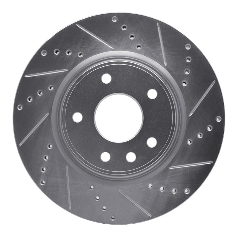 R1 12-25 Chrysler Pacifica Front Right Drilled & Slotted Silver Brake Rotor