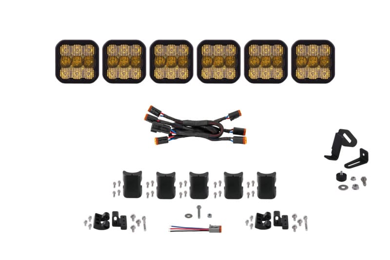 Diode Dynamics SS5 Pro Universal CrossLink 6-Pod Lightbar - Yellow Combo