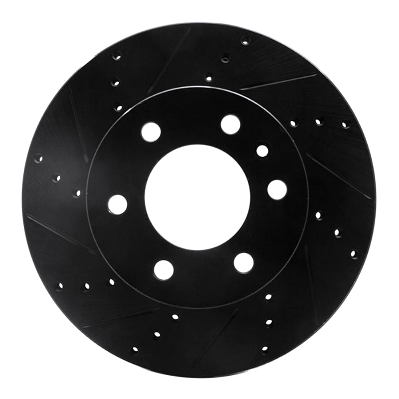 R1 06-25 American Coach Patriot Front Left Drilled & Slotted Black Brake Rotor