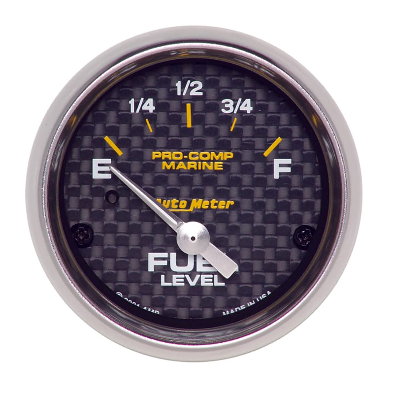 Autometer Marine Carbon Fiber 2-1/16in 240-33 Ohms Electric Fuel Level Gauge thumbnail 2