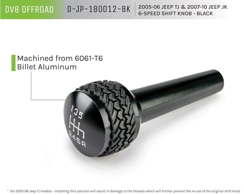 DV8 Offroad 2005-2010 Jeep TJ/JK 6-Speed Shift Knob Black Finish thumbnail 6